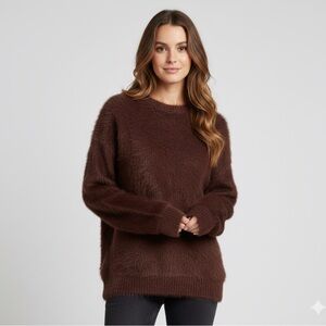NWOT Elegant Women's  Sweater Soft Fuzzy Knit Party Cozy Oversized Brown One Sz
